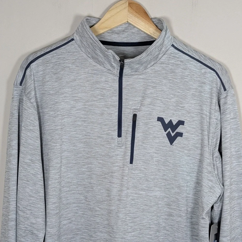 Colosseum West Virginia Mountaineers Mens Large Gray 1/4 Zip Pullover WVU NEW